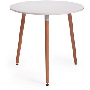 Изображение товара Стол на 4 персоны (mod. T1004, Белый)/(натуральный, МДФ/дерево) 113757 (круглая столешница, 3 ножки)