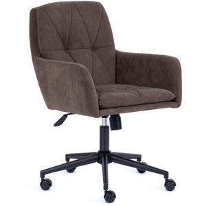 Изображение товара Кресло компьютерное с тканевой обивкой с металлической крестовиной коричневый (флок) 113886