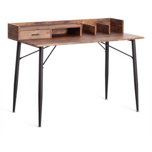 Изображение товара Cтол с полкой с ящиком WD-13 burnt (прямоугольная столешница, 4 ножки)