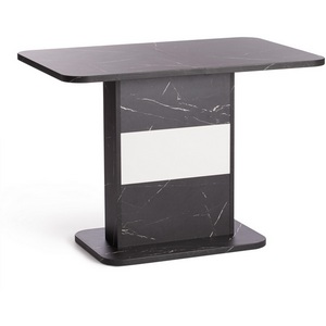 Изображение товара Стол с центральной вставкой обеденный ЛДСП, 105-140х68, 6х75 см, Мрамор Блэк Роял/Белый Smart (прямоугольная столешница)