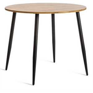 Изображение товара Стол ЛДСП/металл, 90x90x77 см, Дуб вотан/Черный URANUS (круглая столешница, 4 ножки)
