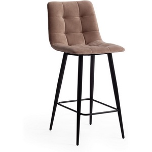 Изображение товара Стул с подставкой для ног высотой 80 см полубарный CHILLY (mod. 7095пб ) / 1 шт. в упаковке (ткань,металл /бежевый,черный)