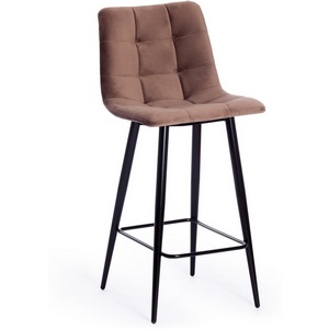 Изображение товара Стул с подставкой для ног высотой 80 см полубарный CHILLY (mod. 7095пб ) / 1 шт. в упаковке (ткань,металл /коричневый,черный)