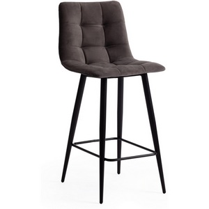 Изображение товара Стул с подставкой для ног высотой 80 см полубарный CHILLY (mod. 7095пб ) / 1 шт. в упаковке (ткань,металл /темно-серый,черный)