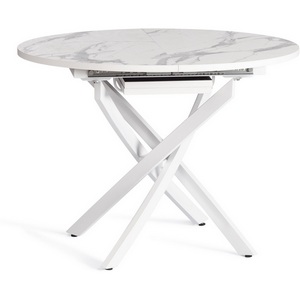 Изображение товара Кухонный стол вставка-бабочка MANZANA (ЛДСП, HPL, Металл/Белый) (круглая столешница, 4 ножки)