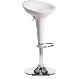 Изображение товара Стул с регулировкой высоты белый барный NAIL (mod. KY801) / 1 шт. в упаковке (металл,пластик/белый,хром)