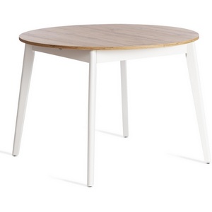 Изображение товара Кухонный стол вставка-бабочка SVELTO (ЛДСП, Массив березы/Белый) (круглая столешница, 4 ножки)