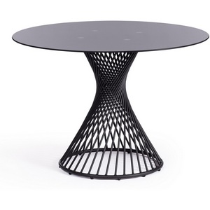 Изображение товара Кухонный стол BERTOIA (Металл, Стекло/Черный) (круглая столешница, О-образная опора)