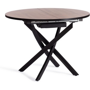 Изображение товара Стол вставка-бабочка с закругленными углами MANZANA (ЛДСП, Металл/Дуб Вотан, Черный) (круглая столешница, 4 ножки)