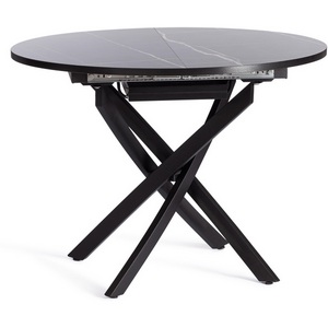 Изображение товара Кухонный стол вставка-бабочка MANZANA (ЛДСП, HPL, Металл/Черный) (круглая столешница, 4 ножки)