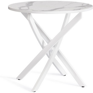 Изображение товара Кухонный стол MANZANA (ЛДСП, HPL, Металл/Белый) (круглая столешница, 4 ножки)