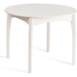 Изображение товара Стол вставка-бабочка на 6 персон DIAMANTE (Бук, МДФ, Шпон дуба/Белый) (круглая столешница, 4 ножки)
