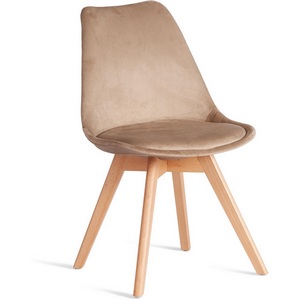 Изображение товара Обеденный стул TULIP (Дерево,Пластик,Вельвет/Бежевый)