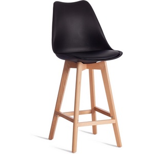 Изображение товара Стул с подставкой для ног деревянный барный TULIP BAR (mod. C1014H-1) (пластик,дерево /черный)
