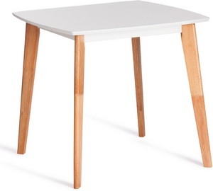Изображение товара Стол квадратный с нагрузкой 50 кг обеденный Claire квадратный (МДФ/белый, Натуральное дерево) (4 ножки)