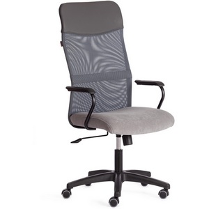 Изображение товара Офисное кресло - стул компьютерный с сетчатой спинкой с регулировкой наклона PRACTIC (мп) (флок,искусственная кожа /серый)