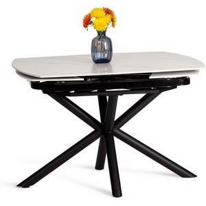 Изображение товара Стол с боковыми вставками на 8 персон обеденный Winston/Винстон (Керамика, Металл/Белый, Черный) (прямоугольная столешница, 4 ножки)