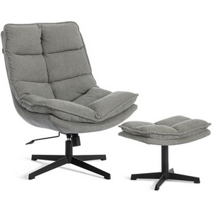 Изображение товара Кресло лаунж Reflex/Рефлекс с пуфом велюр/букле (HYP), светло-серый