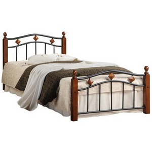 Изображение товара Кровать односпальная металлическим основанием AT-126 красный дуб/черный (дерево гевея/металл) 5077