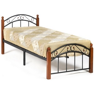 Изображение товара Кровать 90х200 см AT-8077 дерево гевея/металл, (Single bed), красный дуб/черный AT
