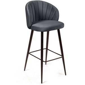 Изображение товара Стул барный Mont Blanc, бархат светло-серый 26 / черный конус Top Concept арт.18475