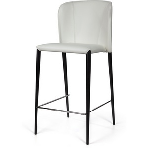 Изображение товара Стул с подставкой для ног высотой 80 см полубарный Albert, кожа белый Top Concept (21097)