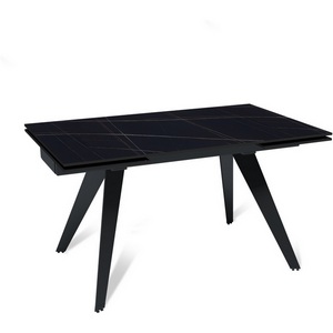 Изображение товара Стол с боковыми вставками на 8 персон раскладной Rhein (140+40+40), керамика матовая Blackgold Top Concept (21946) (прямоугольная столешница, 4 ножки)