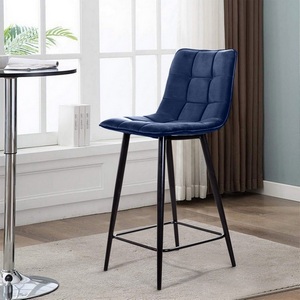 Изображение товара Стул полубарный UNO, бархат синий / чёрный конус Top Concept UNO 74733