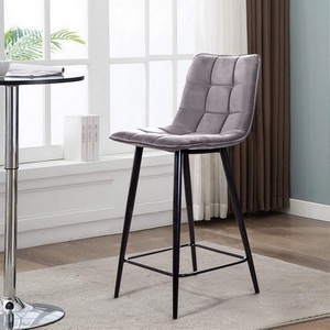 Изображение товара Стул полубарный UNO, бархат серый / чёрный конус Top Concept UNO 74736