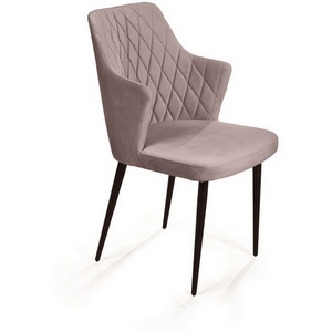 Изображение товара Стул с подлокотниками ромб, бархат пепельно-бежевый / чёрный конус Top Concept Hunt 75269