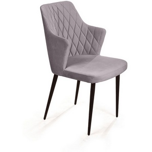 Изображение товара Стул с подлокотниками Top Concept Hunt ромб, бархат светло-серый 26 / чёрный конус