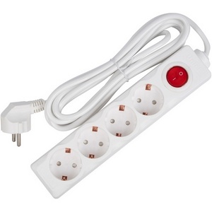 Изображение товара Удлинитель с/з, 4 гн., шнур 3 м, выкл. Uniel Standard S-GCD4-3B