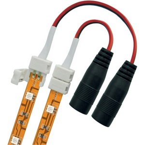 Изображение товара Коннектор (провод) для соединения светодиодных лент 5050 с адаптером (стандартный разъем), 2 контакта, набор 20 штук Uniel UCX-SJ2/B20-NNN WHITE 020 POLYBAG