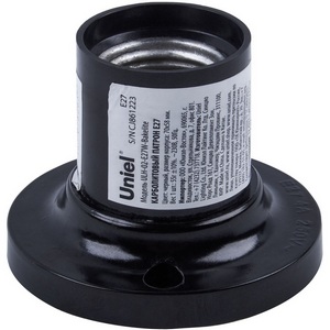 Изображение товара Патрон настенный прямое основание карболитовый цоколь Е27 Uniel ULH-02-E27W-Bakelite