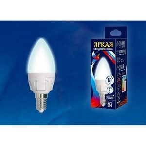 Изображение товара Лампочка светодиодная LED-C37 7W/NW/E14/FR PLP01WH картон Uniel