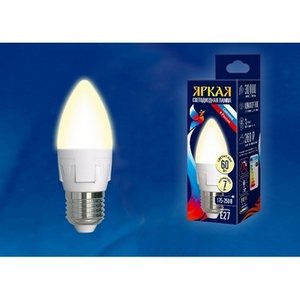 Изображение товара Лампочка светодиодная LED-C37 7W/WW/E27/FR PLP01WH картон Uniel