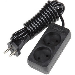 Изображение товара Удлинитель шнур 3м., 2 гнезда, б/з. черный Uniel Standard S-CD2-3 BLACK