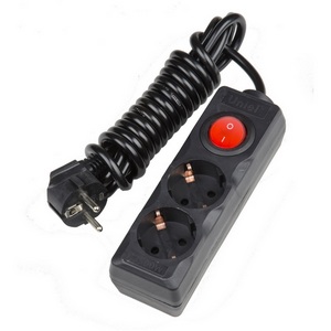 Изображение товара Удлинитель шнур 3м., 2 гнезда, с/з. черный Uniel Standard S-GCD2-3B BLACK