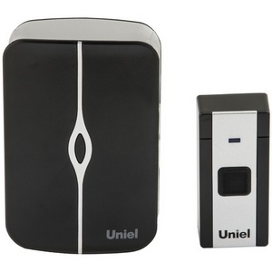 Изображение товара Звонок беспроводной, мелодий, Радиус действия 100м, Белый с черным Uniel UDB-015W-R1T1-36S-100M-WH/BL