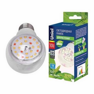 Изображение товара Лампочка светодиодная для растений LED-A60-10W/SPFB/E27/CL PLP30WH Uniel