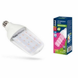 Изображение товара Лампочка светодиодная для растений LED-B82-12W/SPBR/E27/CL PLP33WH Uniel