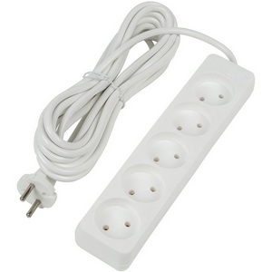 Изображение товара Удлинитель шнур 5м., 5 гнезд, 10A, б/з. белый Uniel Ultra S-CU5-5 WHITE