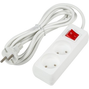 Изображение товара Удлинитель шнур 3м., 2 гнезда, 10A, б/з. белый Uniel Ultra S-CU2-3B WHITE