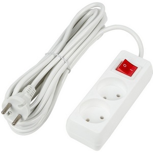 Изображение товара Удлинитель шнур 5м., 2 гнезда, 10A, б/з. белый Uniel Ultra S-CU2-5B WHITE