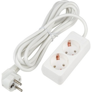 Изображение товара Удлинитель шнур 3м., 2 гнезда, 16A, с/з. белый Uniel Ultra S-GCU2-3 WHITE