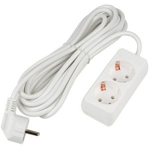 Изображение товара Удлинитель шнур 5м., 2 гнезда, 16A, с/з. белый Uniel Ultra S-GCU2-5 WHITE