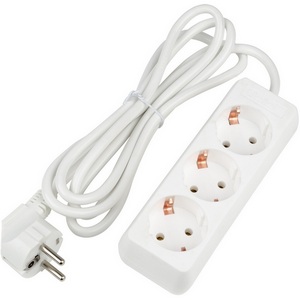 Изображение товара Удлинитель шнур 2м., 3 гнезда, 16A, с/з. белый Uniel Ultra S-GCU3-2 WHITE