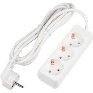 Изображение товара Удлинитель шнур 3м., 3 гнезда, 16A, с/з. белый Uniel Ultra S-GCU3-3 WHITE