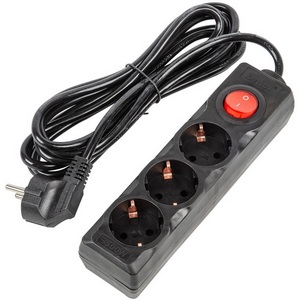 Изображение товара Удлинитель шнур 3м., 3 гнезда, 16A, с/з. черный Uniel Ultra S-GCU3-3B BLACK