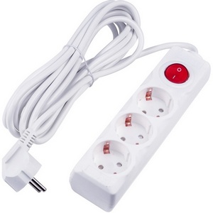Изображение товара Удлинитель шнур 5м., 3 гнезда, 16A, с/з. белый Uniel Ultra S-GCU3-5B WHITE